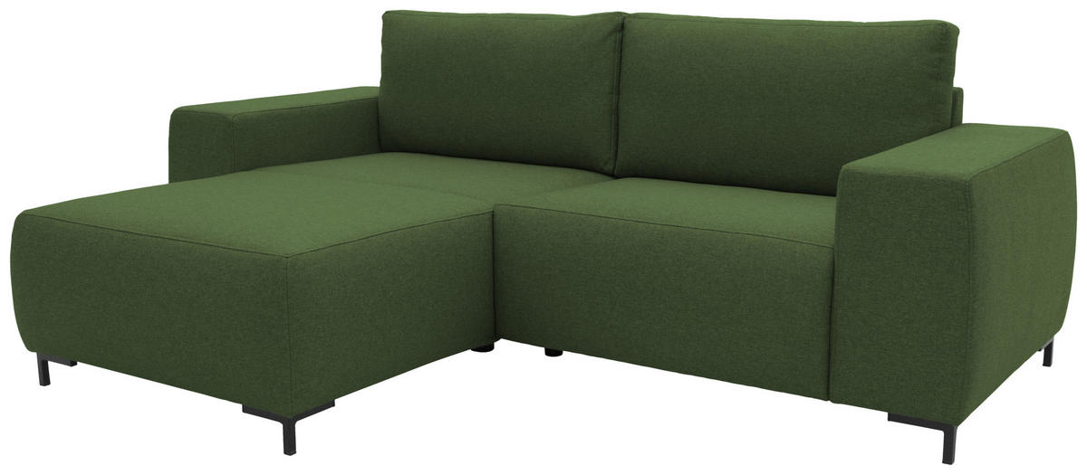 ECKSOFA in Webstoff Grün  242/160 cm  - Schwarz/Grün, Design, Textil/Metall (242/160cm) - LOOKS by W.Joop