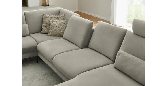 WOHNLANDSCHAFT  in Chenille, Flachgewebe Greige  - Greige/Schwarz, Design, Textil/Metall (208/344/180cm) - Dieter Knoll