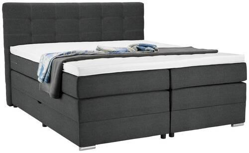 BOXSPRINGBETT 180/200 cm  in Dunkelgrau  - Dunkelgrau/Silberfarben, KONVENTIONELL, Holz/Holzwerkstoff (180/200cm) - Moderano