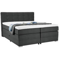 BOXSPRINGBETT 180/200 cm  in Dunkelgrau  - Dunkelgrau/Silberfarben, KONVENTIONELL, Holz/Holzwerkstoff (180/200cm) - Moderano