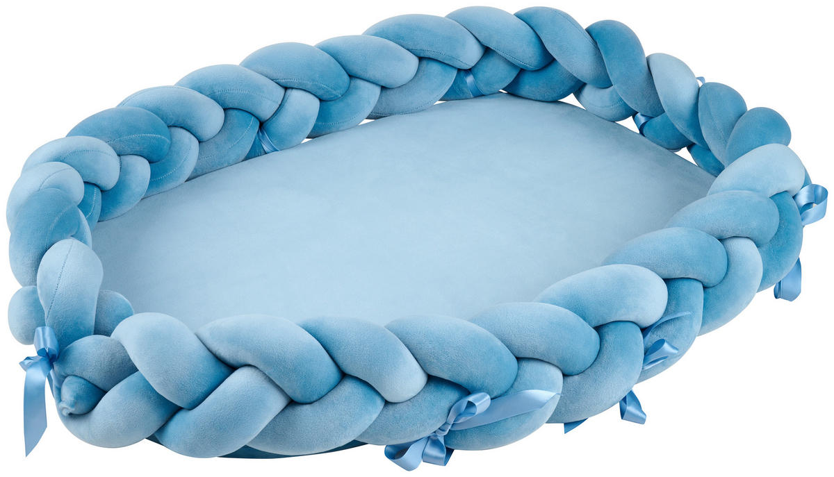 NESTCHEN Braided Babynest  85/45/15 cm   - Pastellblau, Basics, Textil (85/45/15cm) - Patinio