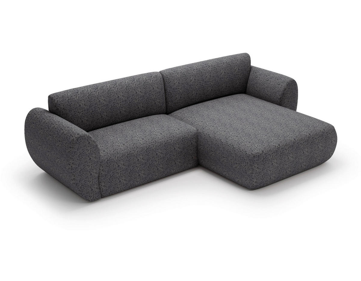 ECKSOFA SOLIS in Chenille Grau  288/170 cm  - Schwarz/Grau, Design, Kunststoff/Textil (288/170cm) - Livetastic