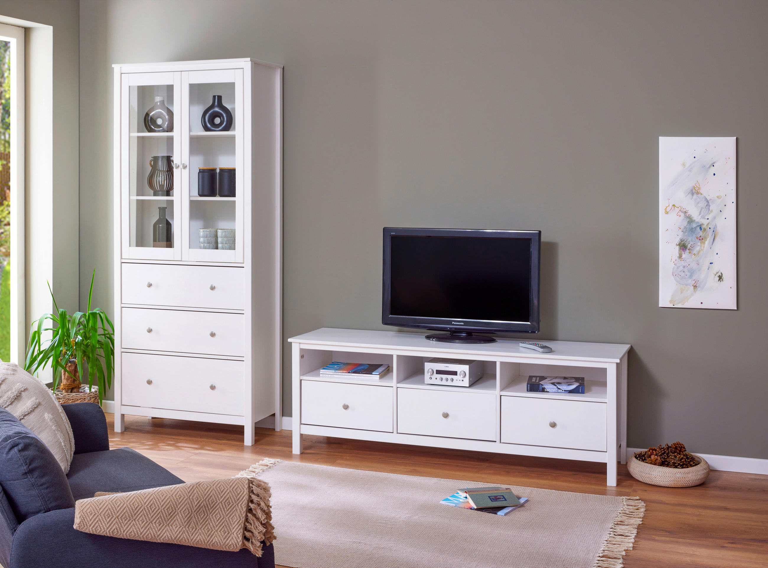 NIZKA OMARICA bela  - srebrne barve/bela, Design, kovina/les (160/57/45cm) - Livetastic