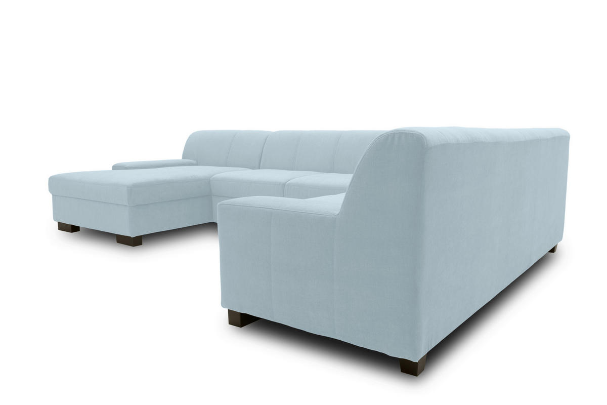 WOHNLANDSCHAFT in Webstoff Pastellblau  - Wengefarben/Pastellblau, Design, Holz/Textil (153/328/212cm) - MID.YOU