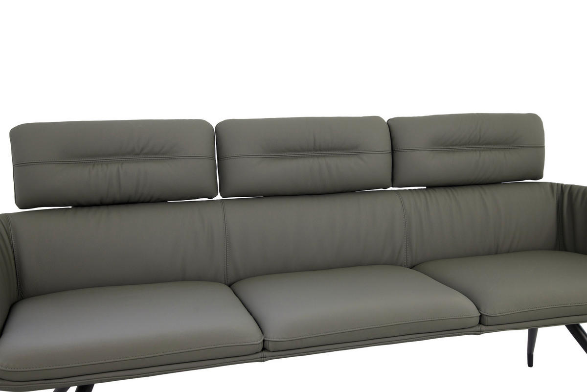 SITZBANK 200/91/70 cm Echtleder Dunkelgrau, Schwarz  - Dunkelgrau/Schwarz, Design, Leder/Metall (200/91/70cm) - Dieter Knoll