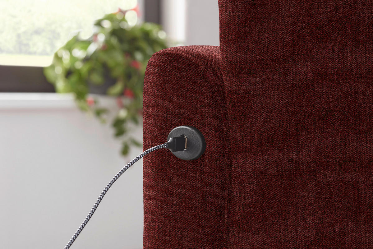 ECKSOFA in Flachgewebe Rot  - Rot/Schwarz, Design, Textil/Metall (252/191cm) - Dieter Knoll