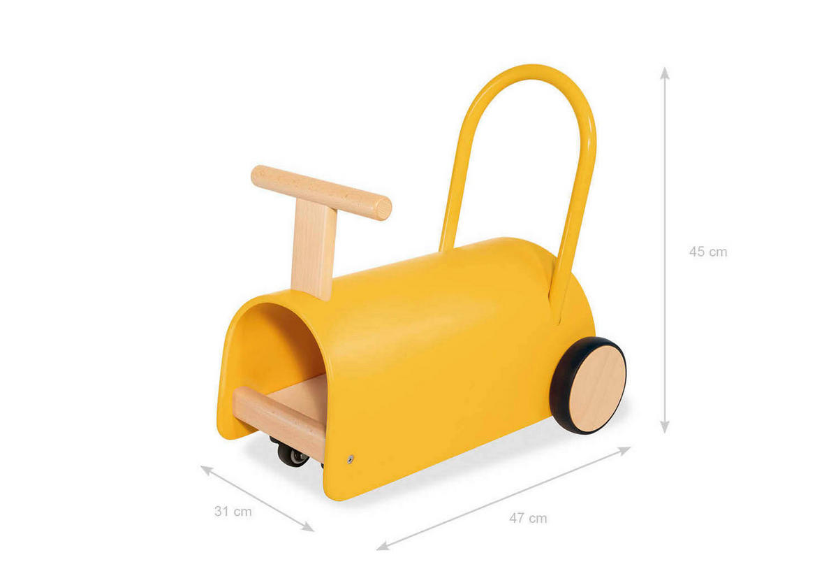LAUFLERNWAGEN - Dunkelgelb, Basics, Holz (L 47 cm/B 31 cm/H 45 cmcm) - Pinolino