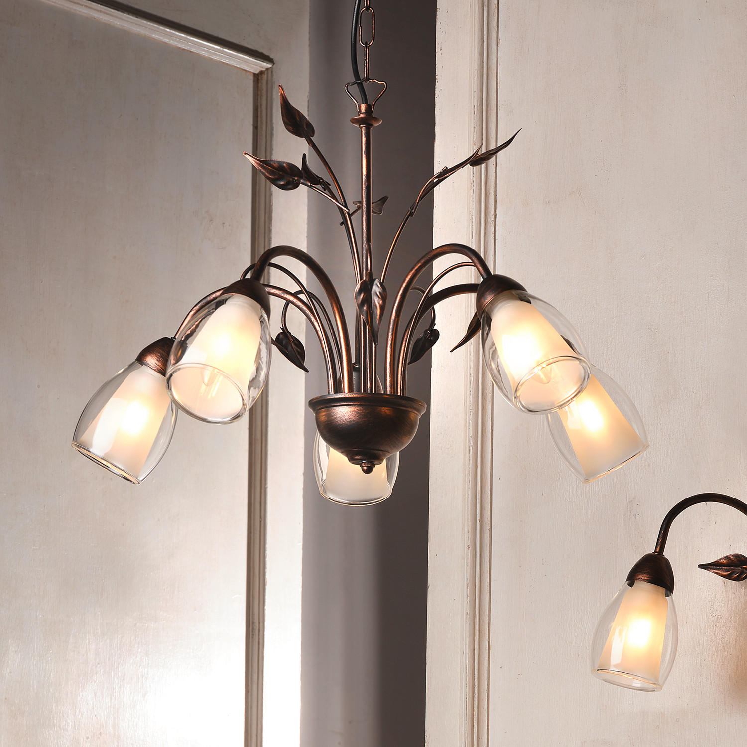 KRONLEUCHTER 4716 LILIANA 55/55/80 cm   - Braun, Basics, Metall (55/55/80cm)