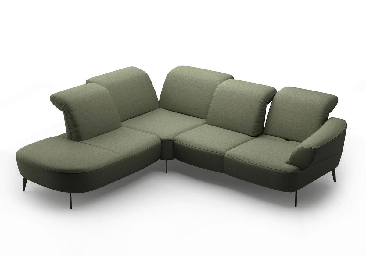 ECKSOFA in Flachgewebe Olivgrün  270/302 cm  - Schwarz/Olivgrün, MODERN, Textil/Metall (270/302cm) - Sit & More