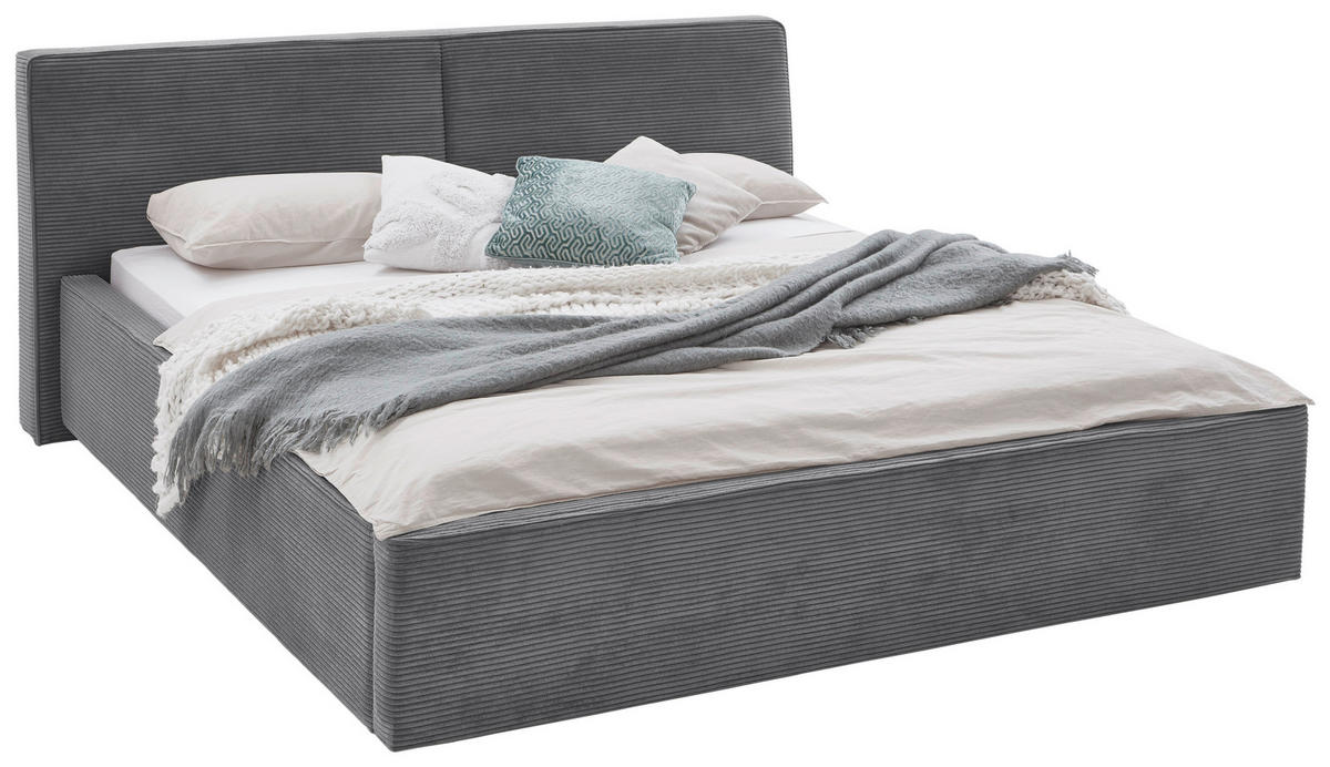 POLSTERBETT 180/200 cm  in Grau  - Birkefarben/Buchefarben, Design, Holz/Textil (180/200cm) - Boxxx