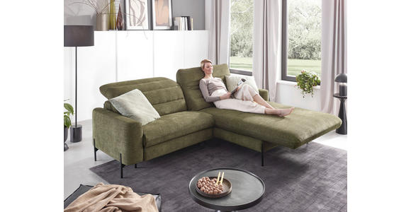 ECKSOFA Olivgrün Flachgewebe  - Schwarz/Olivgrün, Design, Textil/Metall (252/191cm) - Dieter Knoll