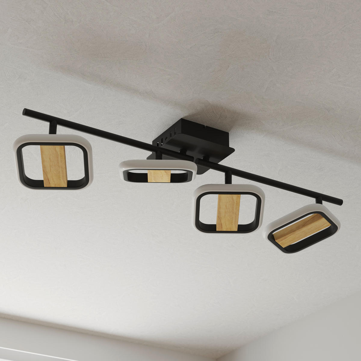 LED-STRAHLER Miriam 68/13,5/12 cm   - Eschefarben/Schwarz, Design, Holz/Kunststoff (68/13,5/12cm) - Novel