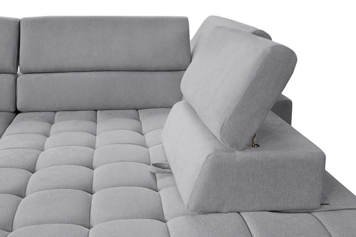 ECKSOFA in Chenille Grau  - Naturfarben/Grau, Design, Holz/Textil (307/201cm) - Livetastic