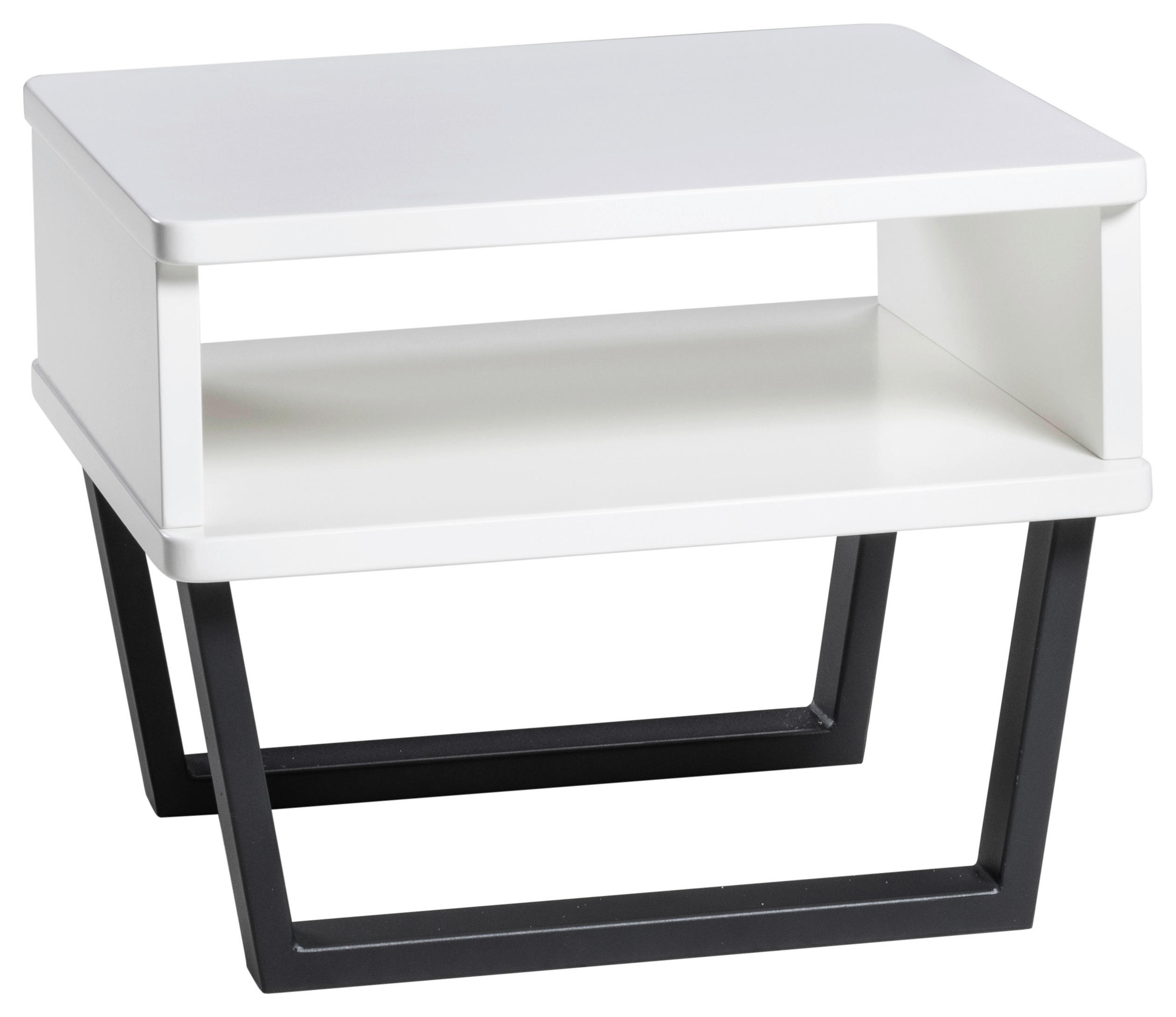 NACHTKÄSTCHEN in massiv Buche Weiß, Buchefarben  - Anthrazit/Buchefarben, Design, Holz/Metall (48/36/38cm) - Hasena