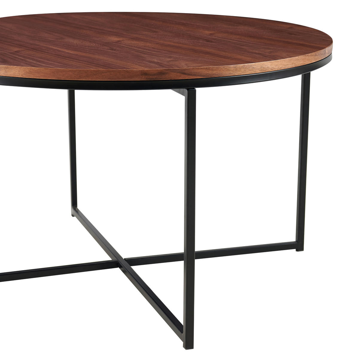 COUCHTISCH in Holzwerkstoff, Holz, Metall 80/80/46 cm  - Walnussfarben/Schwarz, Design, Holz/Holzwerkstoff (80/80/46cm) - Livetastic