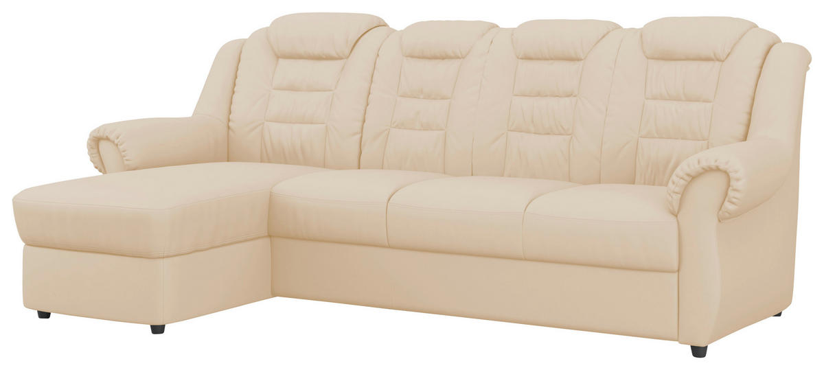 ECKSOFA Beige Lederlook  - Beige/Schwarz, KONVENTIONELL, Kunststoff/Textil (165/262cm) - Livetastic