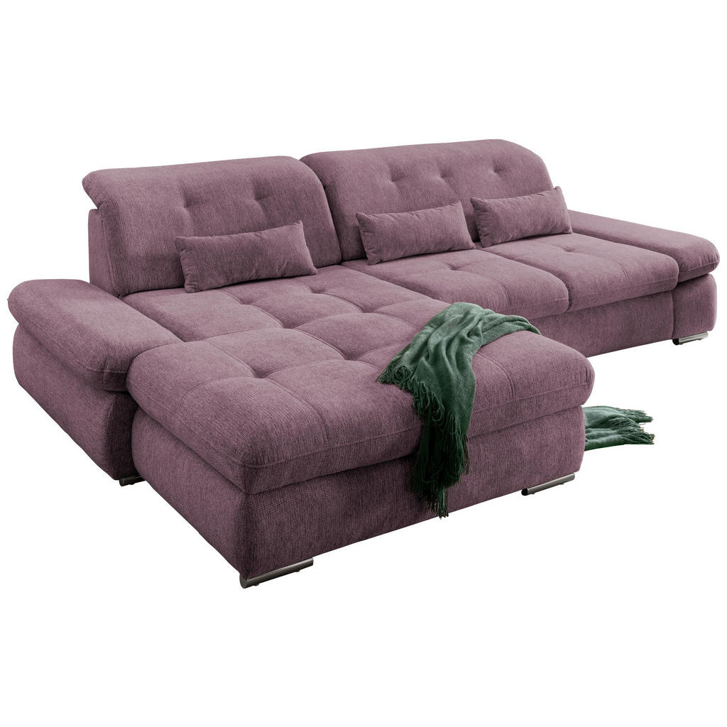 Thumbnail - Livetastic Ecksofa, Brombeere, Textil, Uni, 4-Sitzer, Füllung: Schaumstoff, L-Form, 300x196 cm, Made in EU, Liegefunktio...