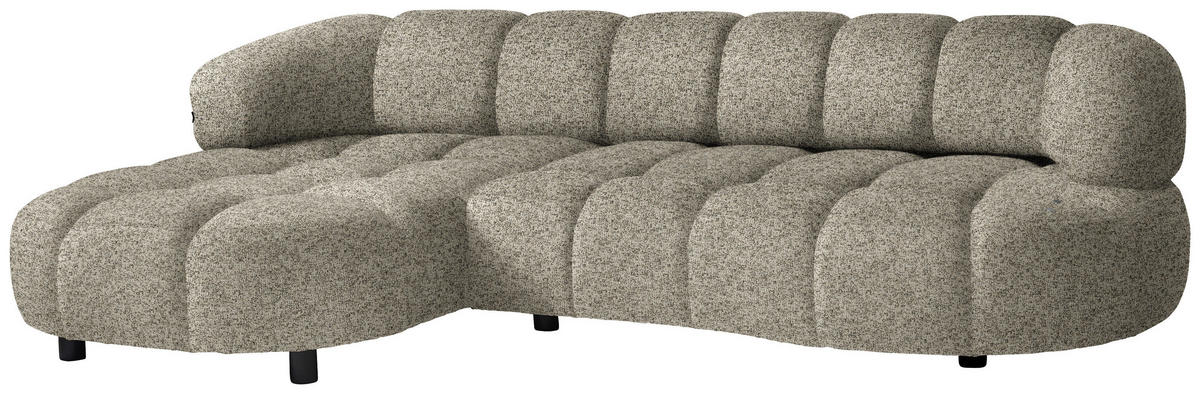 ECKSOFA Hellbraun Webstoff  - Hellbraun/Schwarz, Design, Holz/Textil (183/284cm) - Welnova