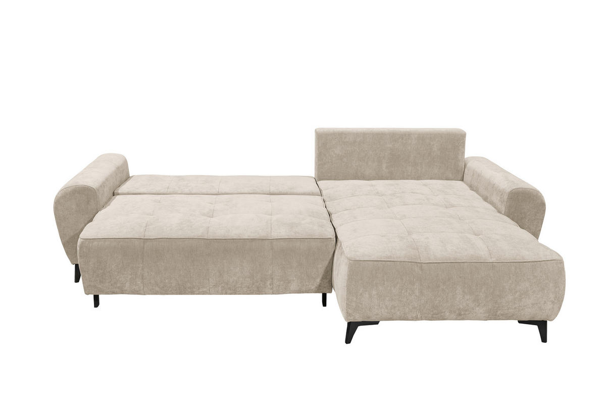 ECKSOFA Webstoff Beige  - Beige/Schwarz, Modern, Kunststoff/Textil (284/191cm) - MID.YOU