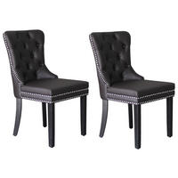 STUHL-SET Lederlook Dunkelbraun Kautschukholz massiv  - Dunkelbraun/Schwarz, MODERN, Holz/Textil (48,5/93/61cm) - MID.YOU