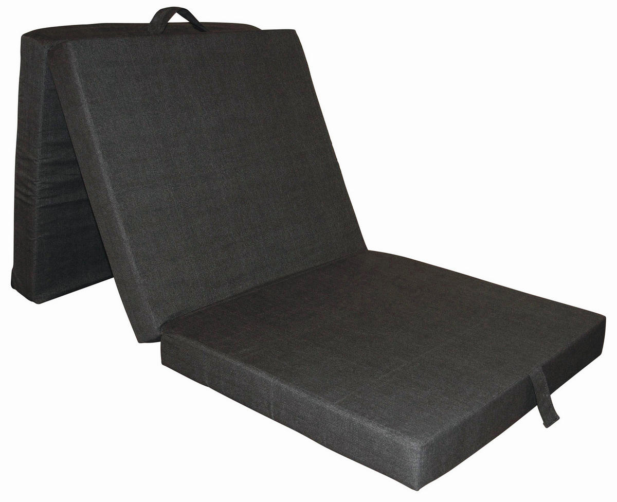 KLAPPMATRATZE 70/190 cm, Höhe ca.: 9 cm, H2 = mittel,  - Dunkelgrau, Basics, Textil (70/190cm) - Boxxx