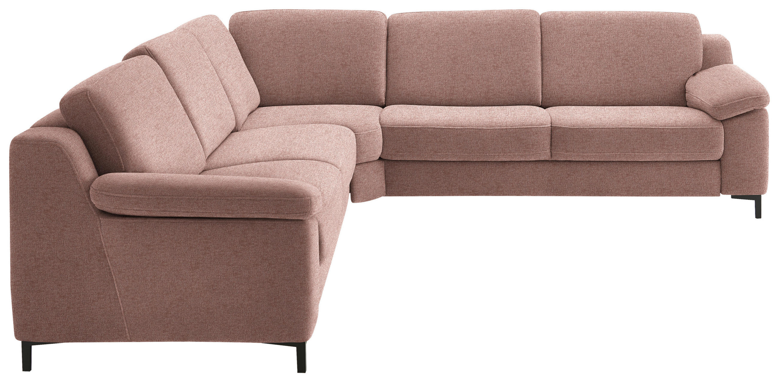 ECKSOFA in Chenille Altrosa  278/278 cm  - Schwarz/Altrosa, Design, Textil/Metall (278/278cm) - Valdera