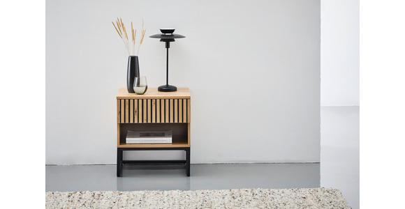 NACHTKÄSTCHEN 50/55/40 cm  in Eiche Artisan  - Schwarz/Eiche Artisan, MODERN, Holzwerkstoff/Metall (50/55/40cm) - Xora