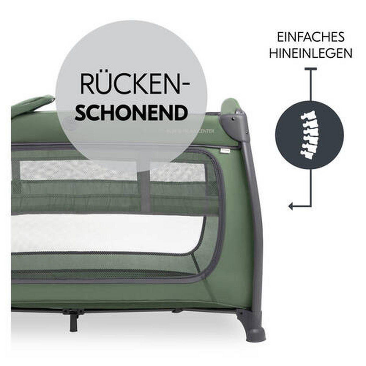 REISEBETT Play N Relax Center Dunkelgrün  - Dunkelgrün, Basics, Kunststoff/Textil (79/78/129cm) - Hauck