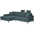 ECKSOFA in Cord Blau  173/276 cm  - Blau/Schwarz, KONVENTIONELL, Textil/Metall (173/276cm) - Carryhome