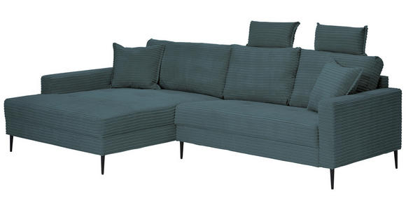 ECKSOFA in Cord Blau  173/276 cm  - Blau/Schwarz, KONVENTIONELL, Textil/Metall (173/276cm) - Carryhome