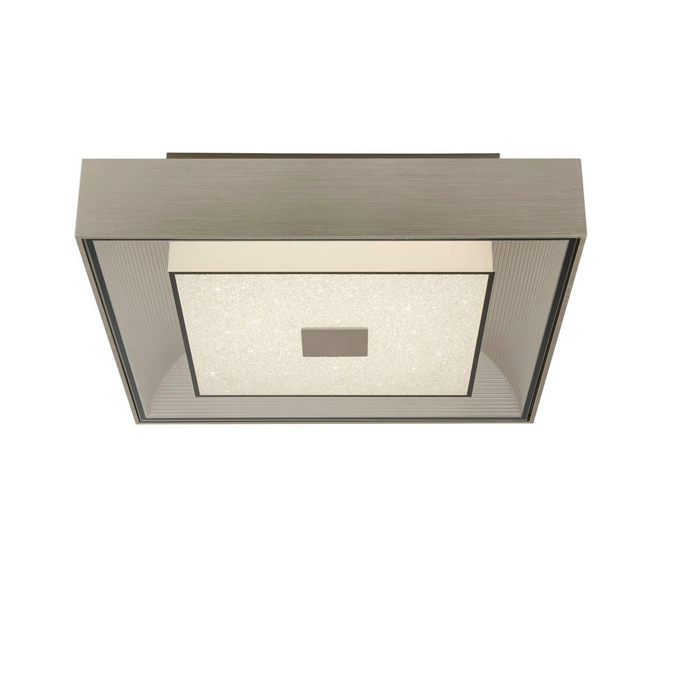 LED-DECKENLEUCHTE Rhea 34/34/10 cm   - Silberfarben, MODERN, Glas/Metall (34/34/10cm) - Searchlight