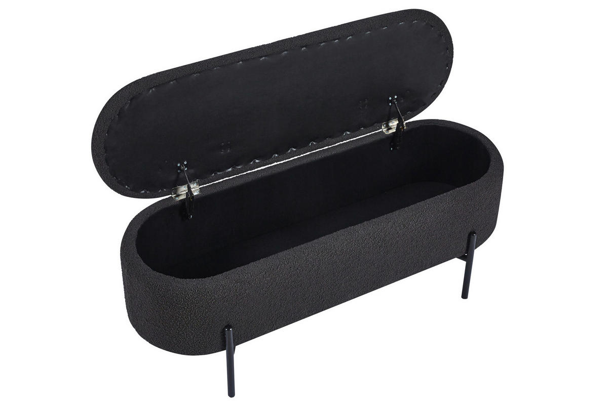 BETTBANK Bouclé Anthrazit  - Anthrazit/Schwarz, MODERN, Textil/Metall (110/44/40cm) - Livetastic