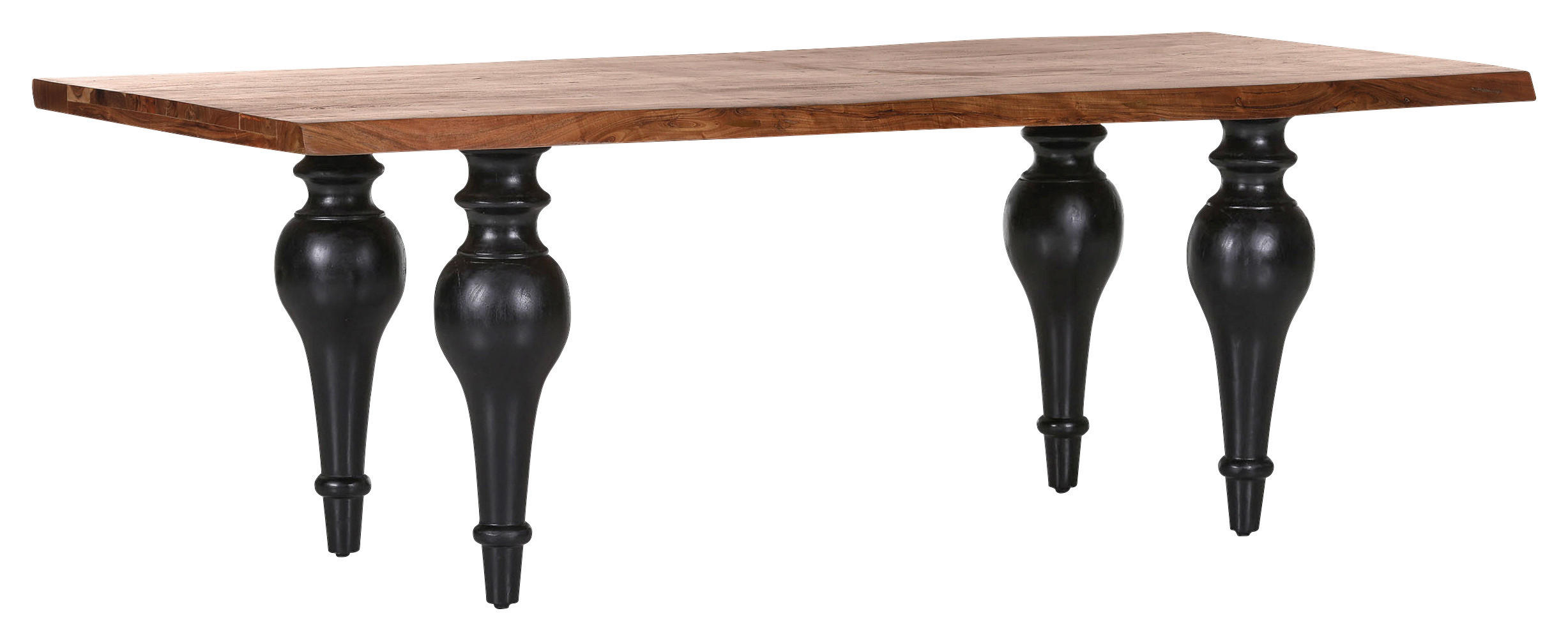 ESSTISCH 220/100/79 cm Echtholz  Holz rechteckig Naturfarben, Schwarz  - Schwarz/Naturfarben, ROMANTIK / LANDHAUS, Holz (220/100/79cm) - Landscape
