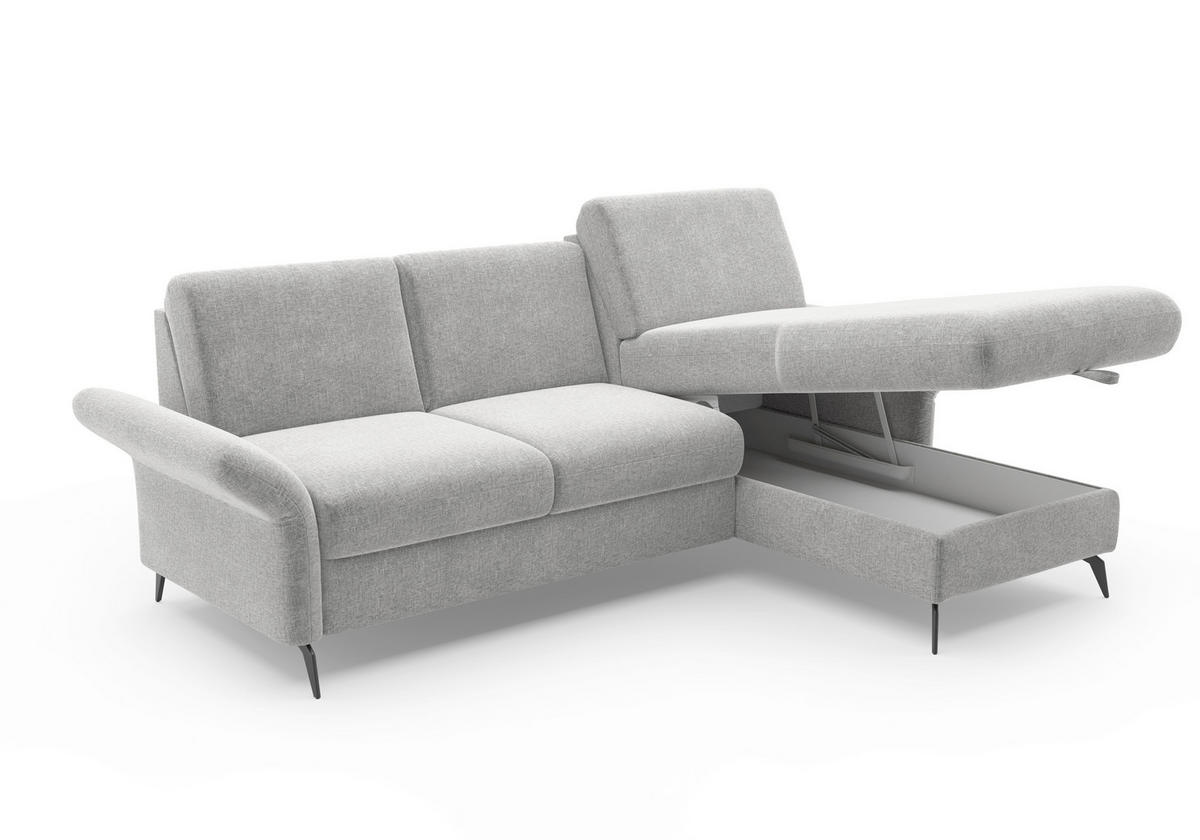 ECKSOFA ROCHELLE E Hellgrau Flachgewebe  - Hellgrau/Schwarz, KONVENTIONELL, Textil/Metall (251/164cm) - Sit & More