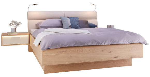 BETTANLAGE 180/200 cm in Eichefarben, Sandfarben - Sandfarben/Eichefarben, KONVENTIONELL, Holzwerkstoff/Textil (180/200cm) - Dieter Knoll