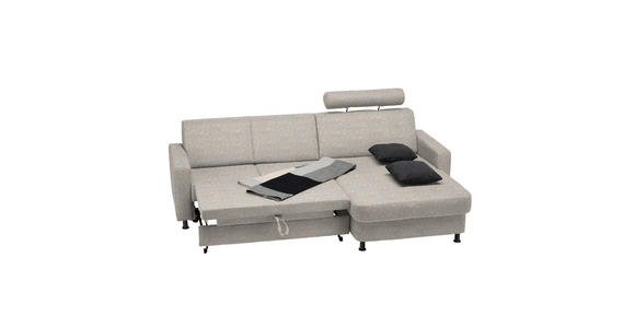 ECKSOFA in Webstoff Beige  - Beige/Schwarz, Design, Kunststoff/Textil (257/165cm) - Xora