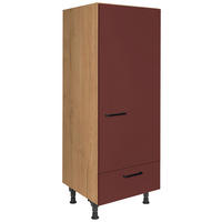 GERÄTEUMBAUSCHRANK 60/168/58 cm  in Rot, Eichefarben  - Eichefarben/Rot, MODERN, Holzwerkstoff/Metall (60/168/58cm) - Nobilia
