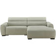 ECKSOFA Beige Mikrofaser Rücken echt, Relaxfunktion, Kopfteilverstellung  - Beige/Schwarz, Design, Holz/Textil (256/172cm) - Carryhome