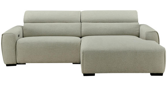 ECKSOFA Beige Mikrofaser Rücken echt, Relaxfunktion, Kopfteilverstellung  - Beige/Schwarz, Design, Holz/Textil (256/172cm) - Carryhome