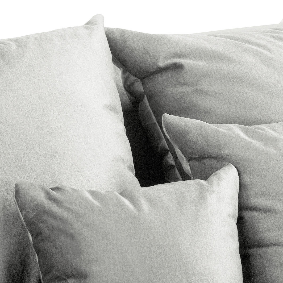 ECKSOFA Velours Hellgrau  - Hellgrau/Schwarz, Design, Kunststoff/Textil (243/284cm) - P & B