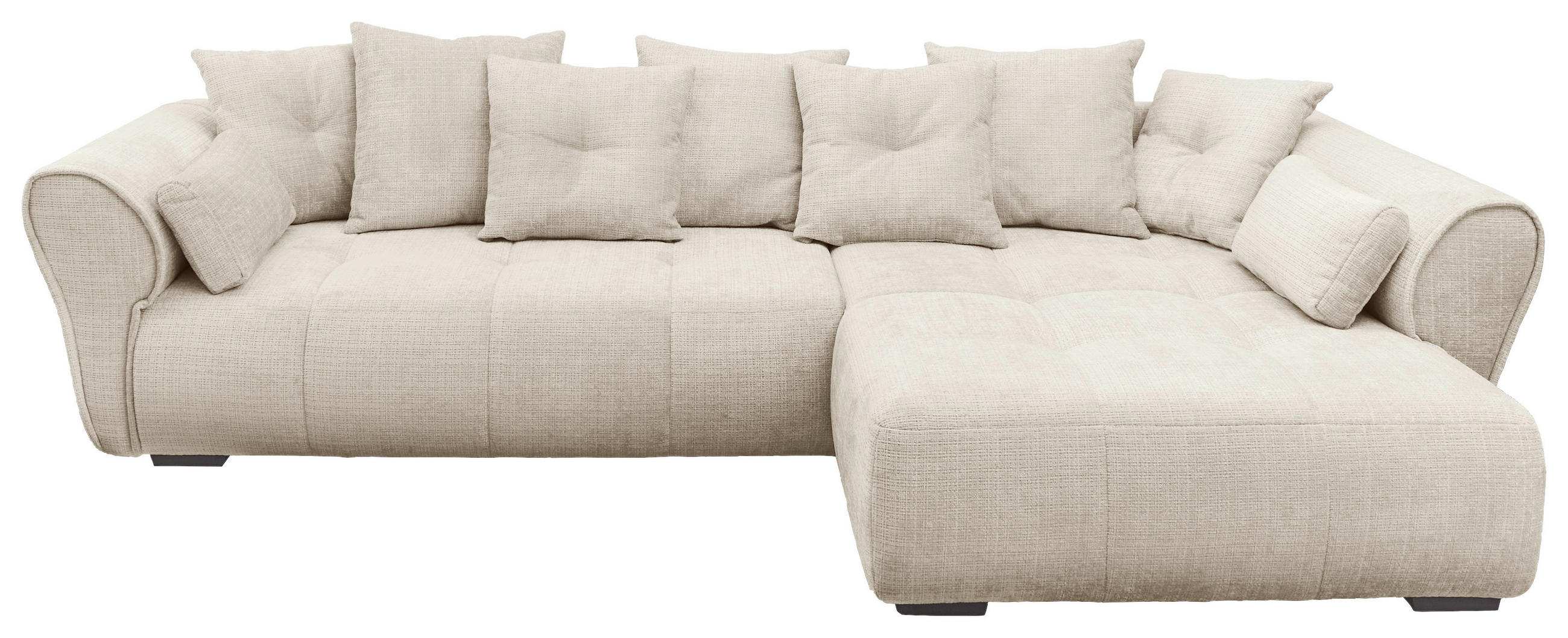 ECKSOFA Beige Chenille  - Beige/Schwarz, KONVENTIONELL, Kunststoff/Textil (330/197cm) - MID.YOU