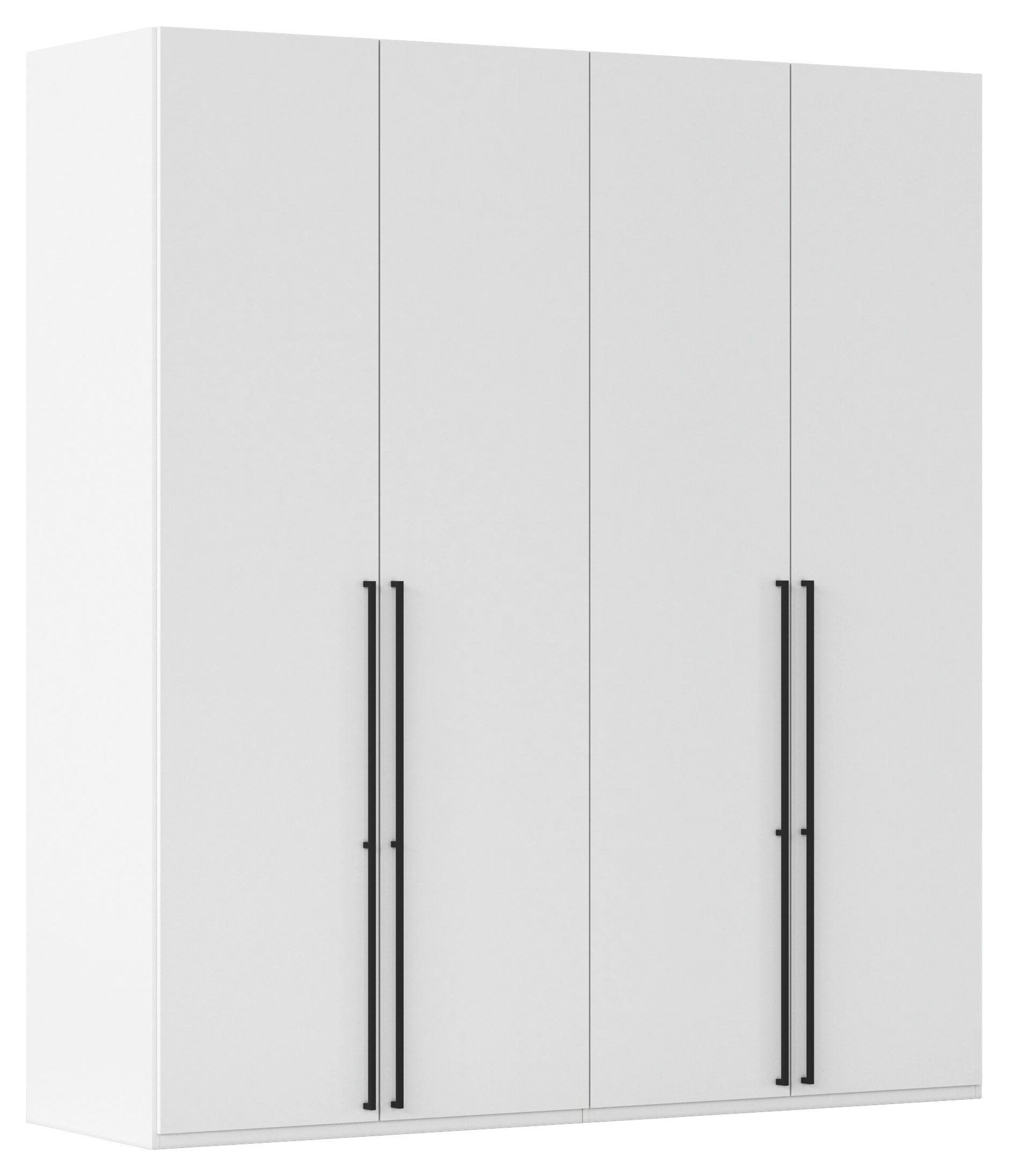 DREHTÜRENSCHRANK 201/223/61 cm,  in Weiß, 4-türig  - Schwarz/Weiß, Basics, Holzwerkstoff/Metall (201/223/61cm) - Novel
