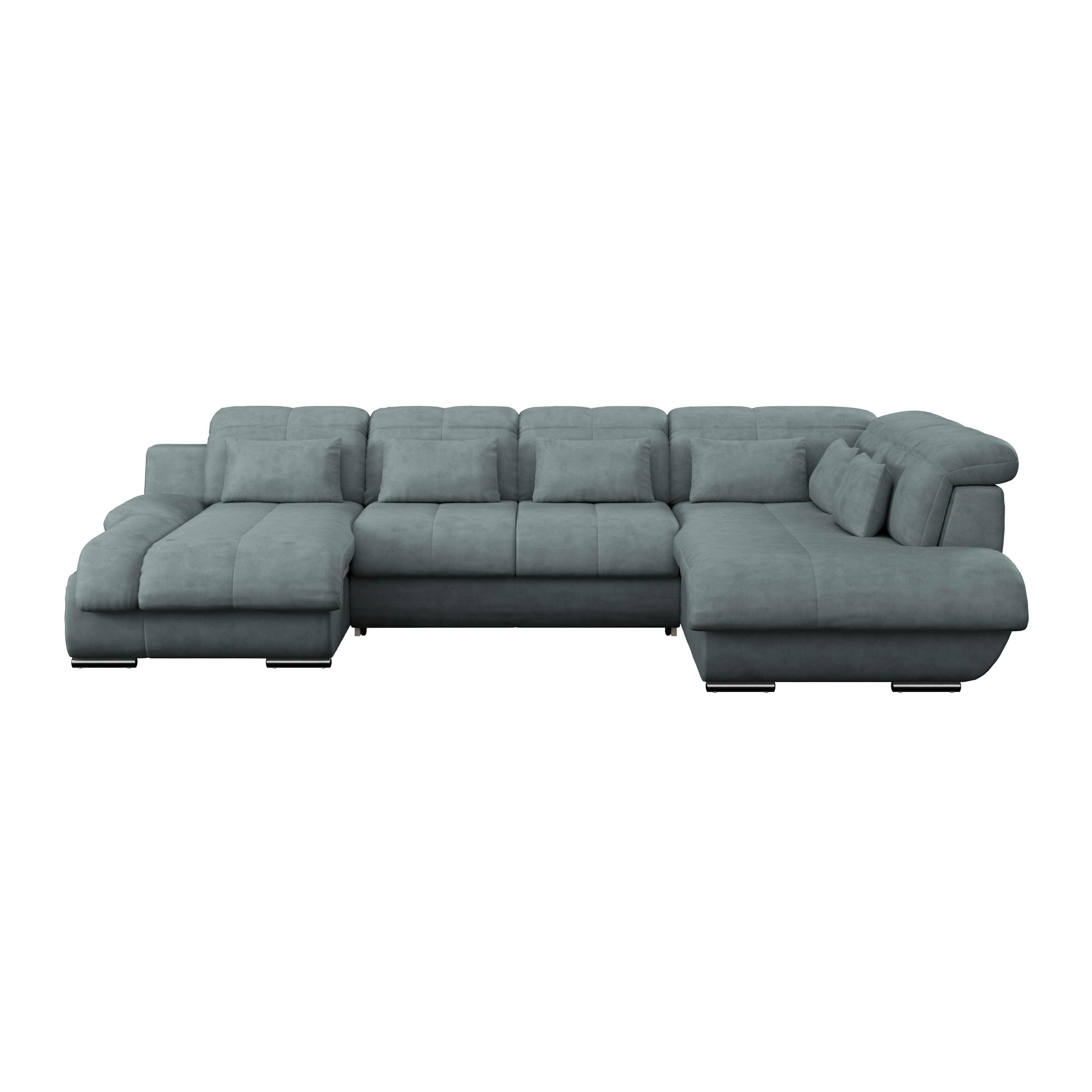 WOHNLANDSCHAFT in Mikrofaser Grau  - Chromfarben/Dunkelgrau, Modern, Textil/Metall (184/345/228cm) - MID.YOU