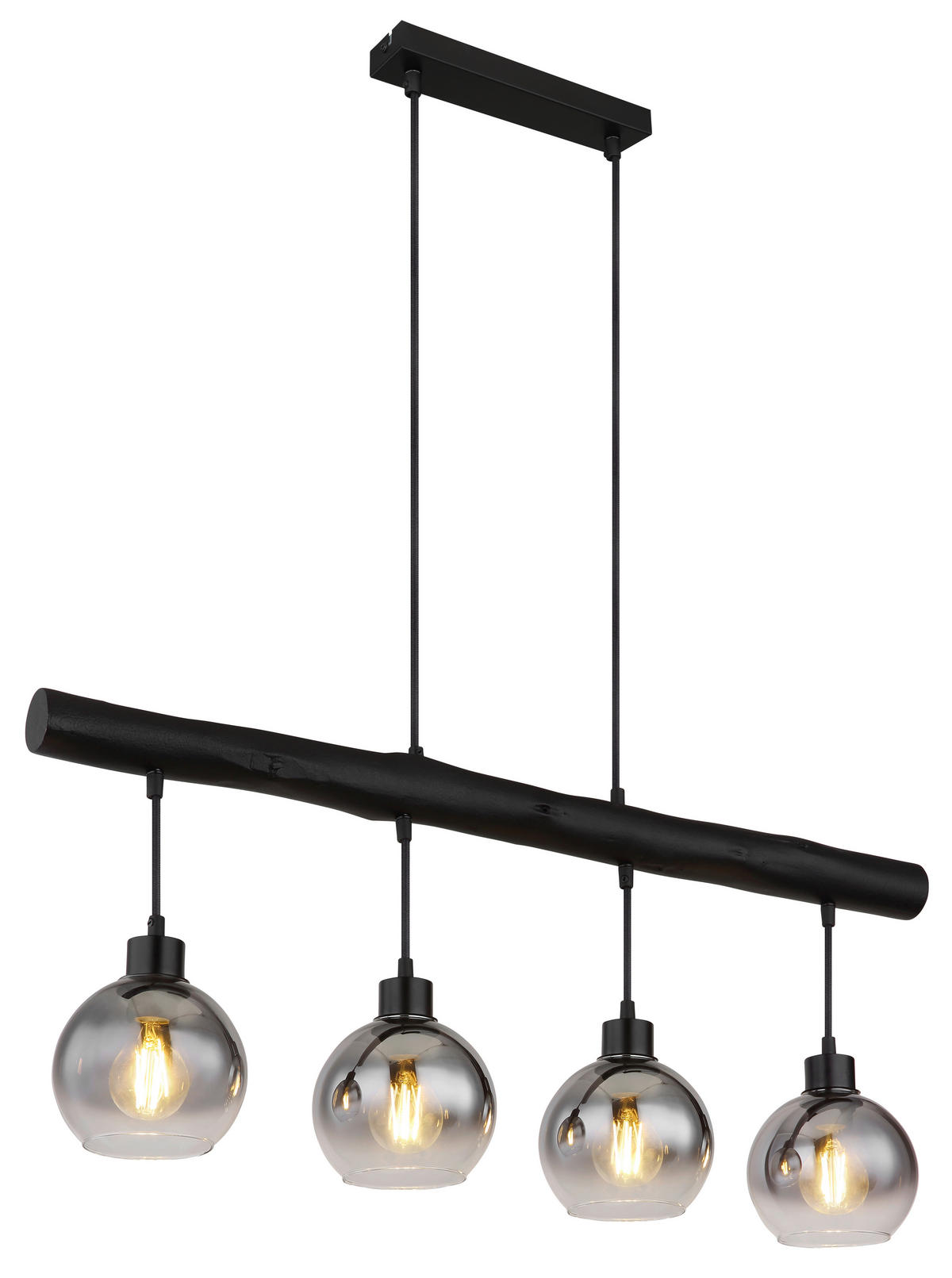 HÄNGELEUCHTE 85/15/120 cm    - Schwarz/Grau, Design, Glas/Holz (85/15/120cm) - Globo