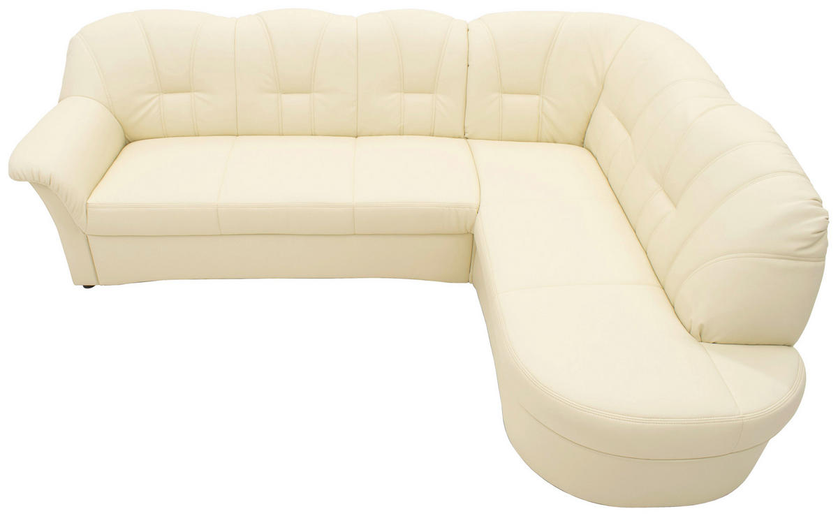 ECKSCHLAFSOFA Beige Lederlook  - Beige/Schwarz, KONVENTIONELL, Kunststoff/Textil (243/180cm) - MID.YOU