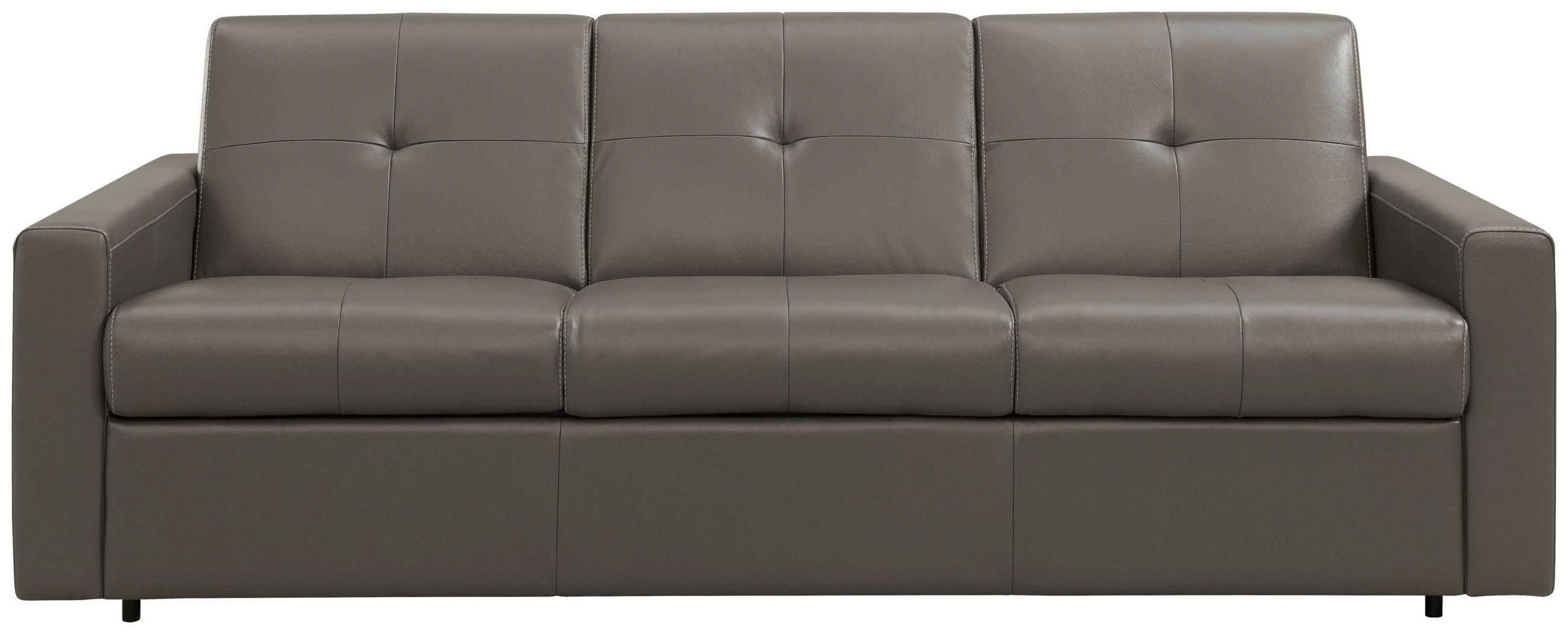 SCHLAFSOFA Bard Grau Echtleder  - Hellgrau/Schwarz, KONVENTIONELL, Leder/Kunststoff (206/81/96cm) - Novel