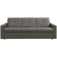 SCHLAFSOFA Bard Grau Echtleder  - Hellgrau/Schwarz, KONVENTIONELL, Leder/Kunststoff (206/81/96cm) - Novel