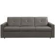 SCHLAFSOFA Bard in Echtleder Grau  - Hellgrau/Schwarz, KONVENTIONELL, Leder/Kunststoff (206/81/96cm) - Novel