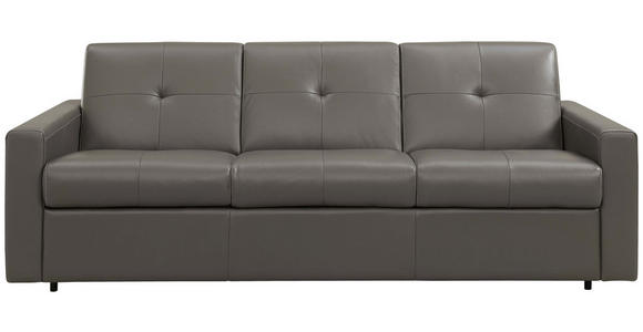 SCHLAFSOFA Bard in Echtleder Grau  - Hellgrau/Schwarz, KONVENTIONELL, Leder/Kunststoff (206/81/96cm) - Novel