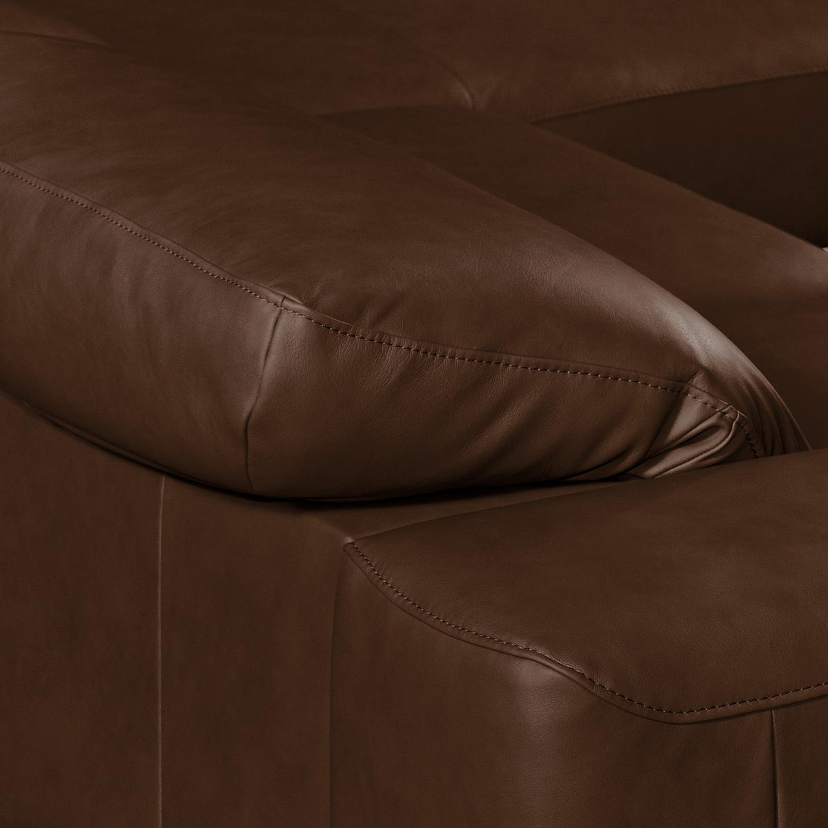 ECKSOFA Dunkelbraun Echtleder Rücken echt, Kopfteilverstellung  - Chromfarben/Dunkelbraun, Design, Leder/Metall (295/187cm) - Livetastic